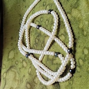 Genuine Pearl & 14k Gold Necklace 32"